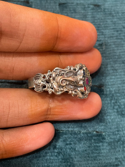 92.5 Silver Multi Stones Men’s Ring | Stylish Statement Design | Elegant Jewellery