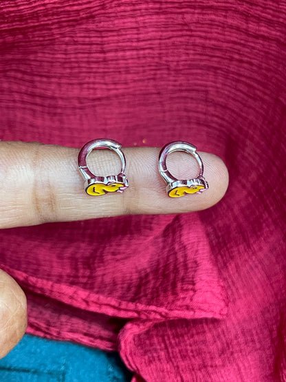 925 Silver Cute Duck Hoops