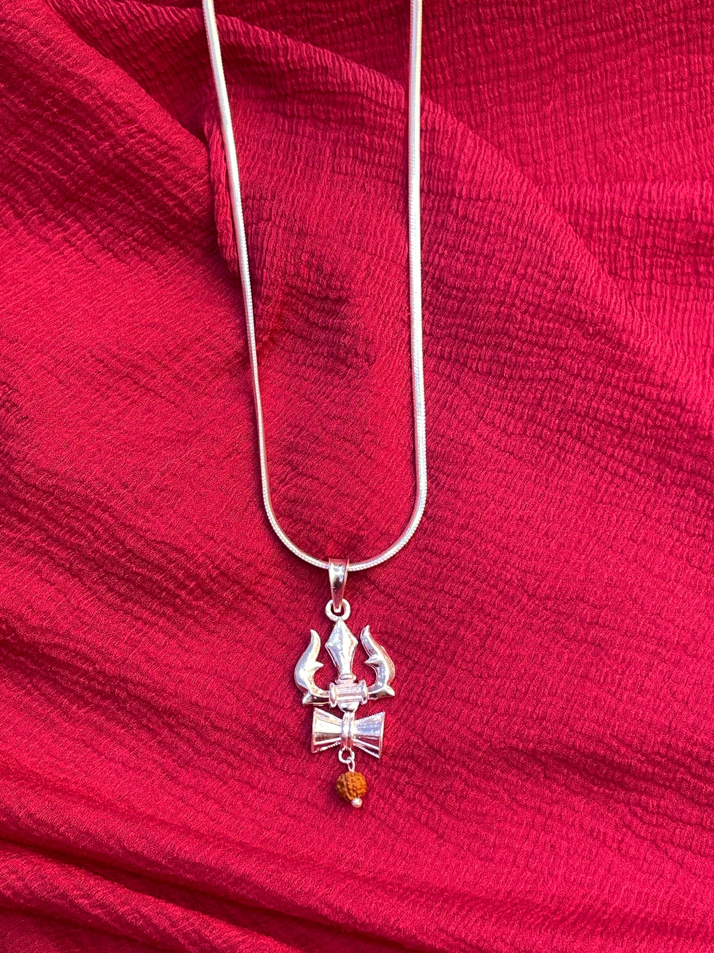 92.5 Silver Trishul Pendant for Men & Women | Trishulam Symbol Design | Traditional Spiritual Jewellery