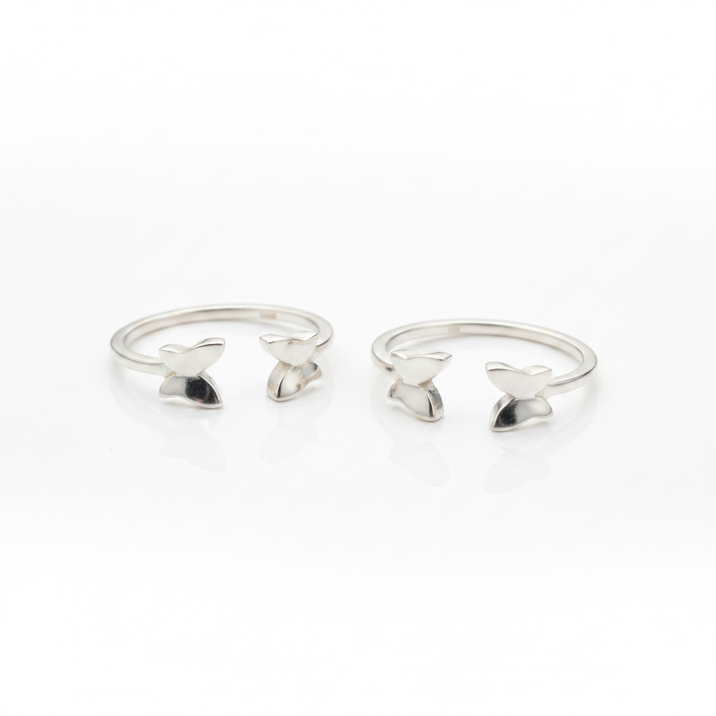 92.5 silver stylish butterfly toe rings