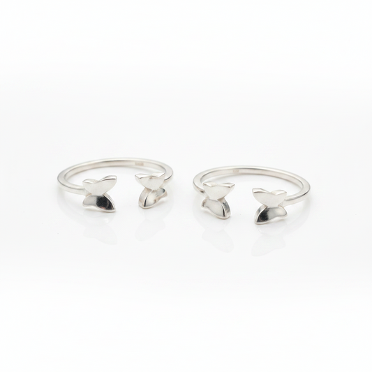 92.5 silver stylish butterfly toe rings