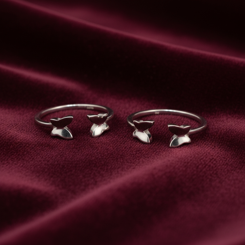 92.5 silver stylish butterfly toe rings