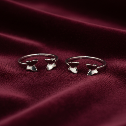 92.5 silver stylish butterfly toe rings