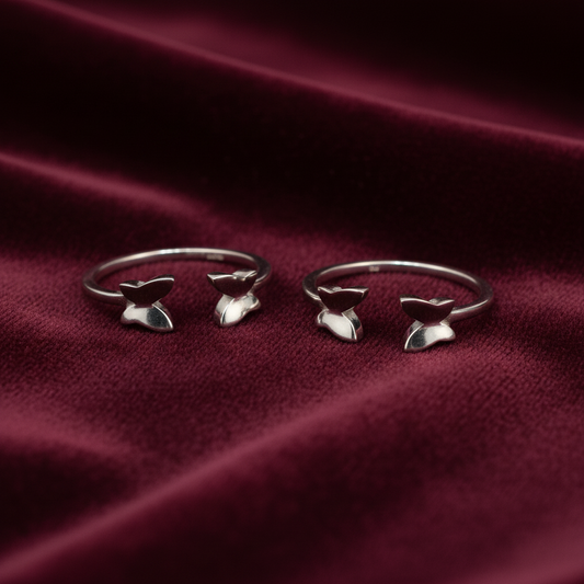 92.5 silver stylish butterfly toe rings