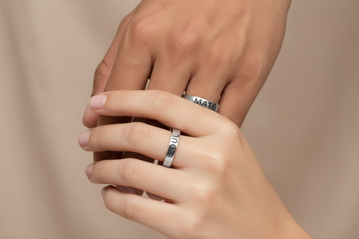 92.5 Silver Couple Rings for Men Size 18 & Women Size 8 | Stylish Matching Design | Elegant Love Jewellery