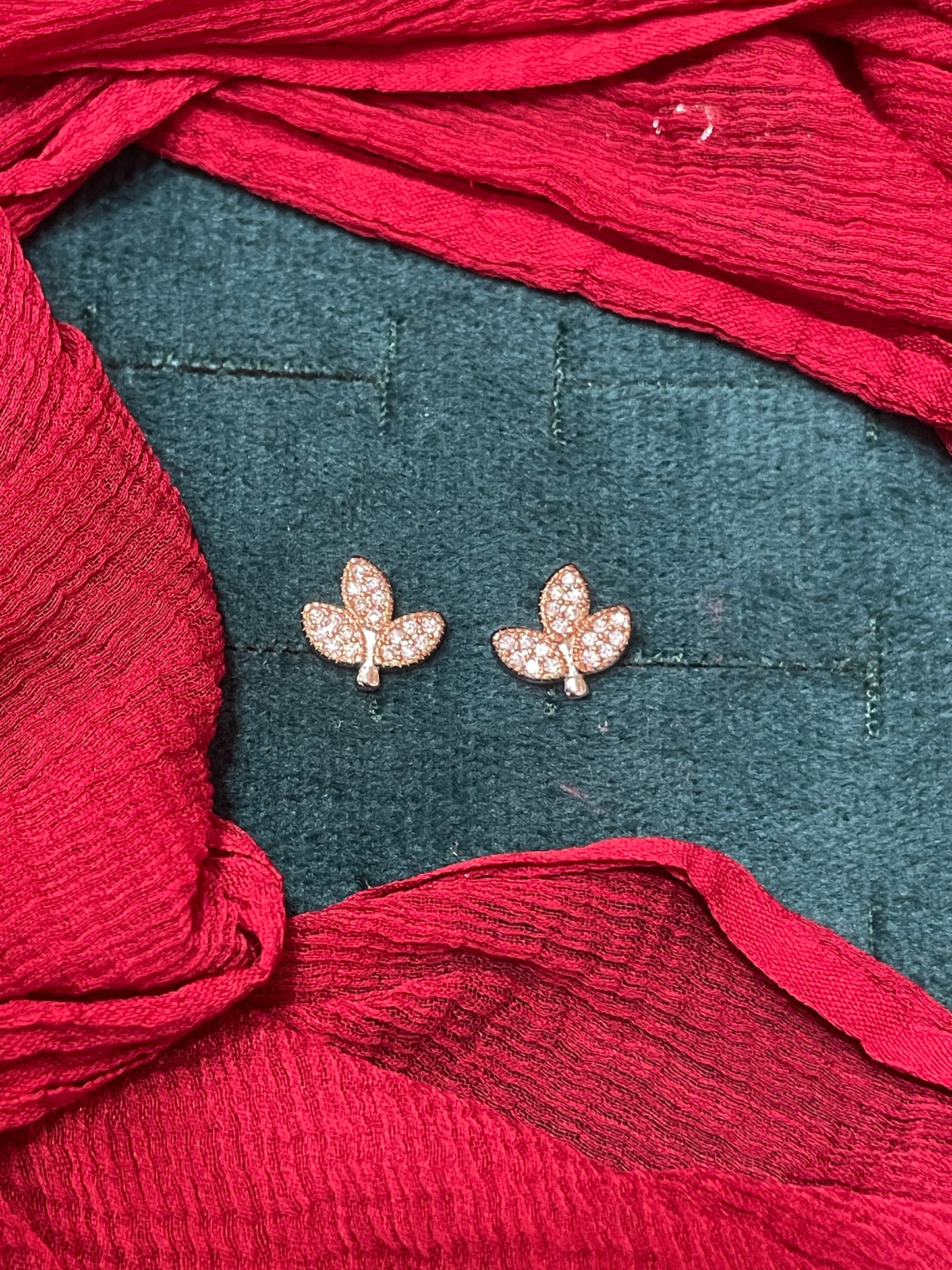 92.5 Silver Rose Gold Plated Leaf Earrings for Women | Stylish Nature-Inspired Design | Elegant Jewellery