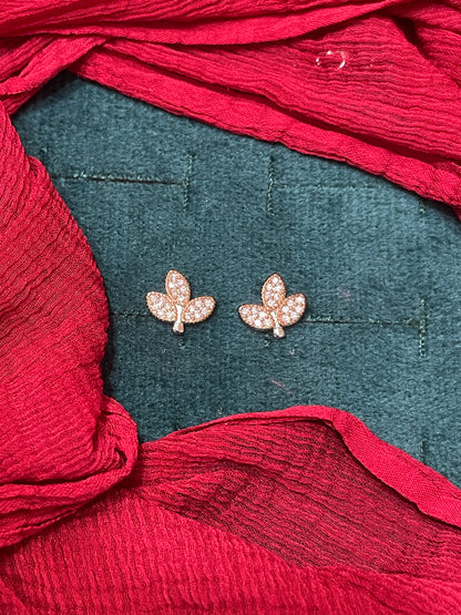 92.5 Silver Rose Gold Plated Leaf Earrings for Women | Stylish Nature-Inspired Design | Elegant Jewellery