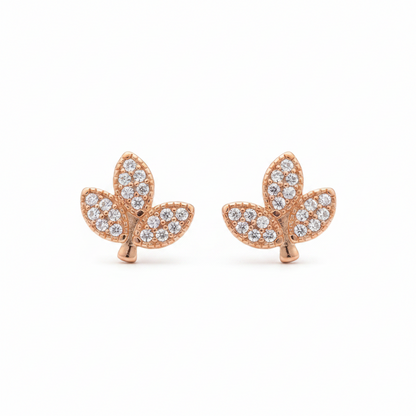 92.5 Silver Rose Gold Plated Leaf Earrings for Women | Stylish Nature-Inspired Design | Elegant Jewellery