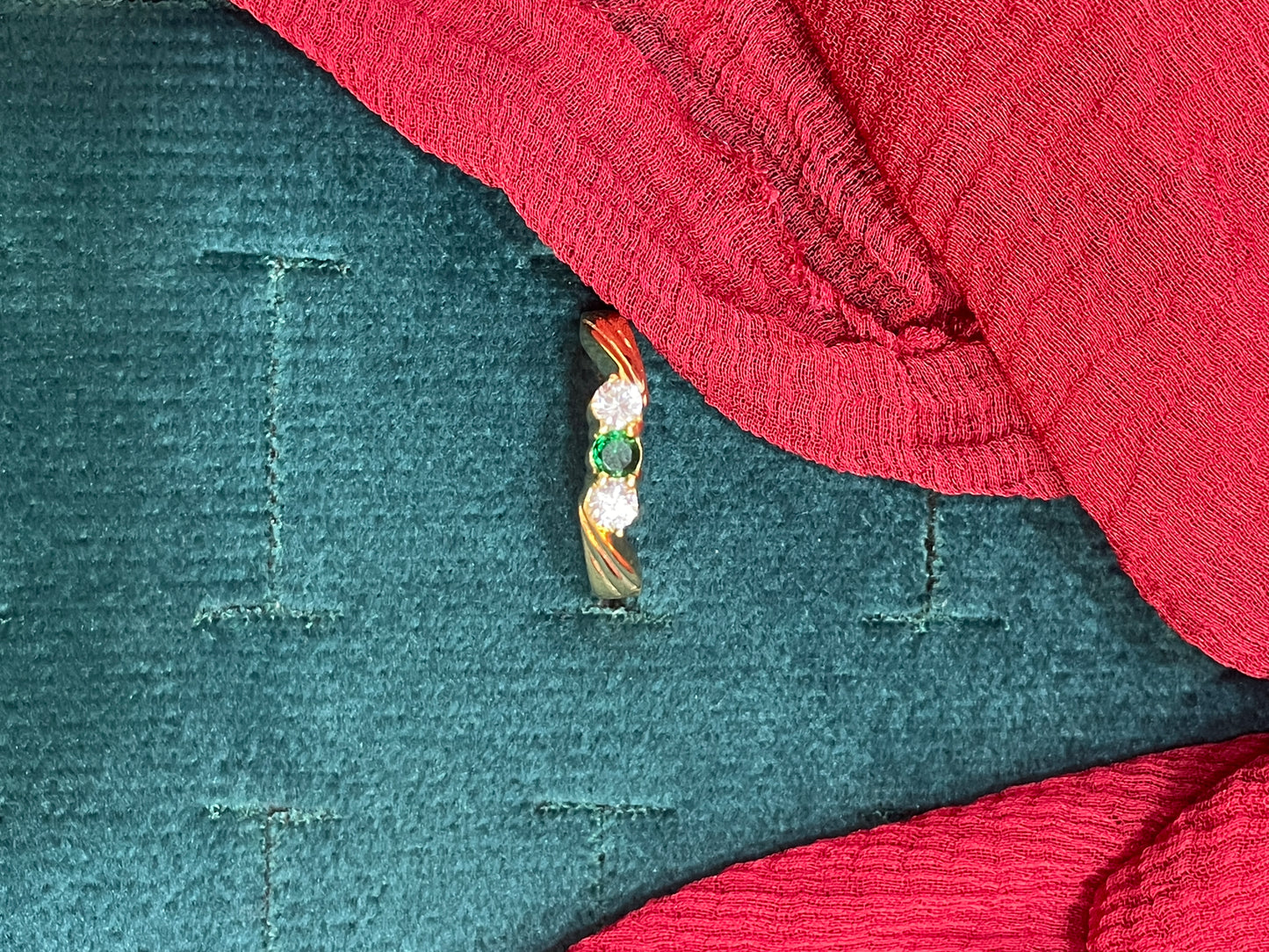 92.5 Silver Gold Plated Green Stone Ring for Women Size 12 | Stylish Elegant Design | Premium Jewellery