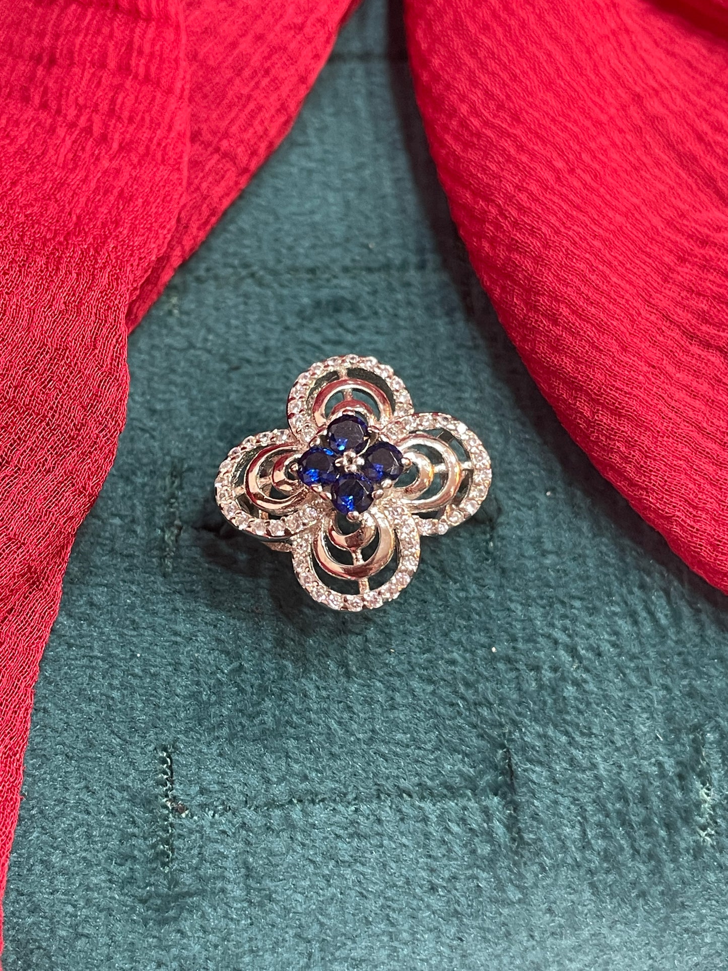 92.5 Silver Classy Blue Stone Ring for Women Size 17 | Elegant Premium Design | Stylish Jewellery