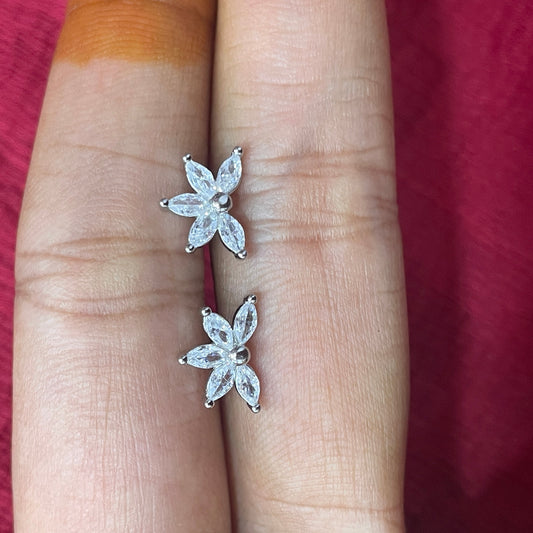 92.5 Silver Five Leaf Earrings | Minimal Floral Design | Jewellery