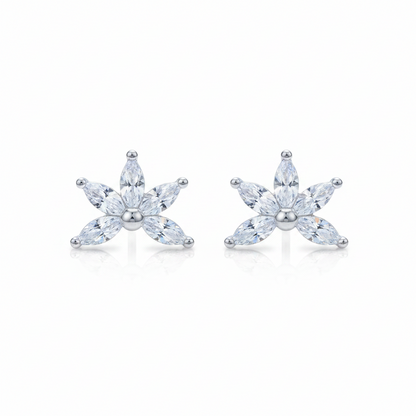 92.5 Silver Five Leaf Earrings | Minimal Floral Design | Jewellery