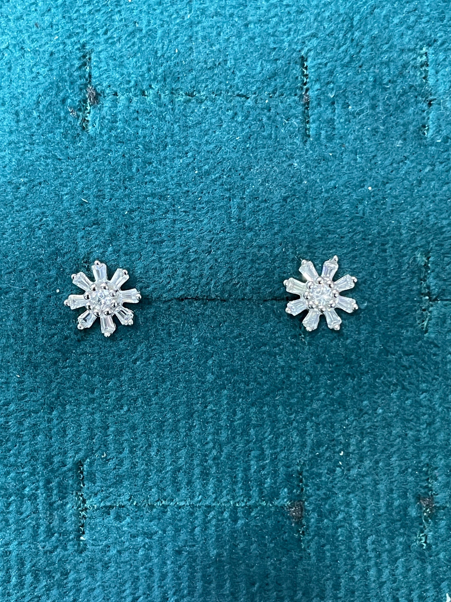 925 Silver Starburst Stud Earrings | CZ Sparkle Daily Wear Earrings with Ball Screw Back
