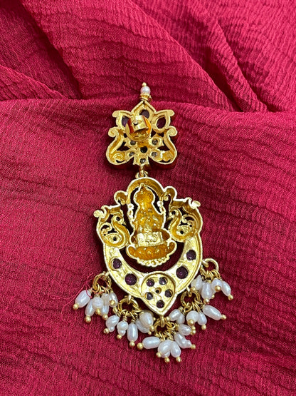 92.5 Silver Gold Plated Lakshmi Devi Earrings for Women | Traditional Temple Design | Spiritual Jewellery
