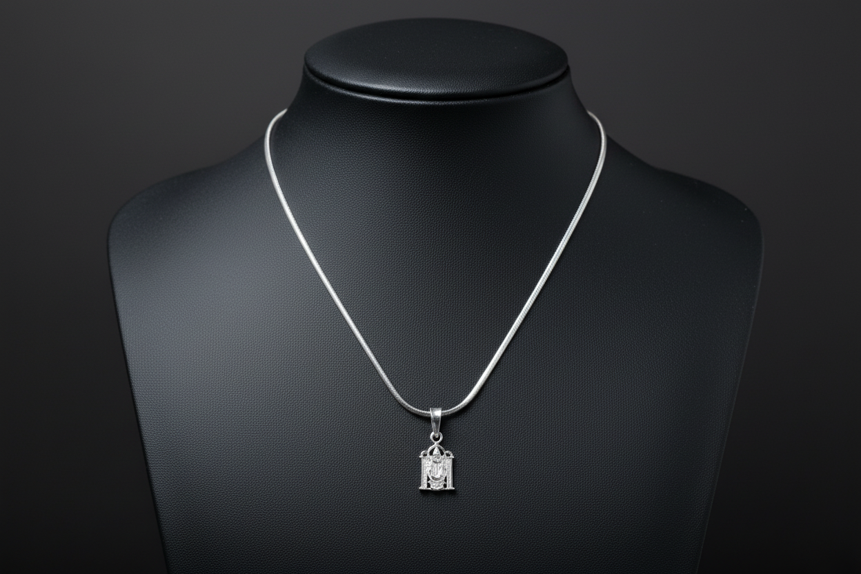 92.5 Silver Tirupati Balaji (Venkateswara Swamy) Design Pendant for Men &amp; Women – Temple Style