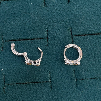92.5 Silver Enamel Hello Kitty Huggie Hoop Earrings for Girls