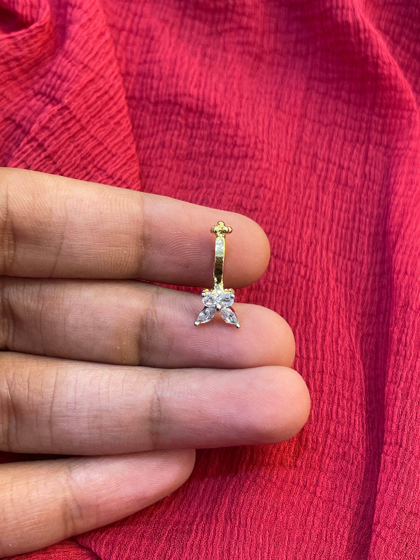 92.5 Silver Gold Plated Butterfly Press-On Bugadi for Women | Stylish Non-Piercing Ear Cuff | Ethnic Jewellery