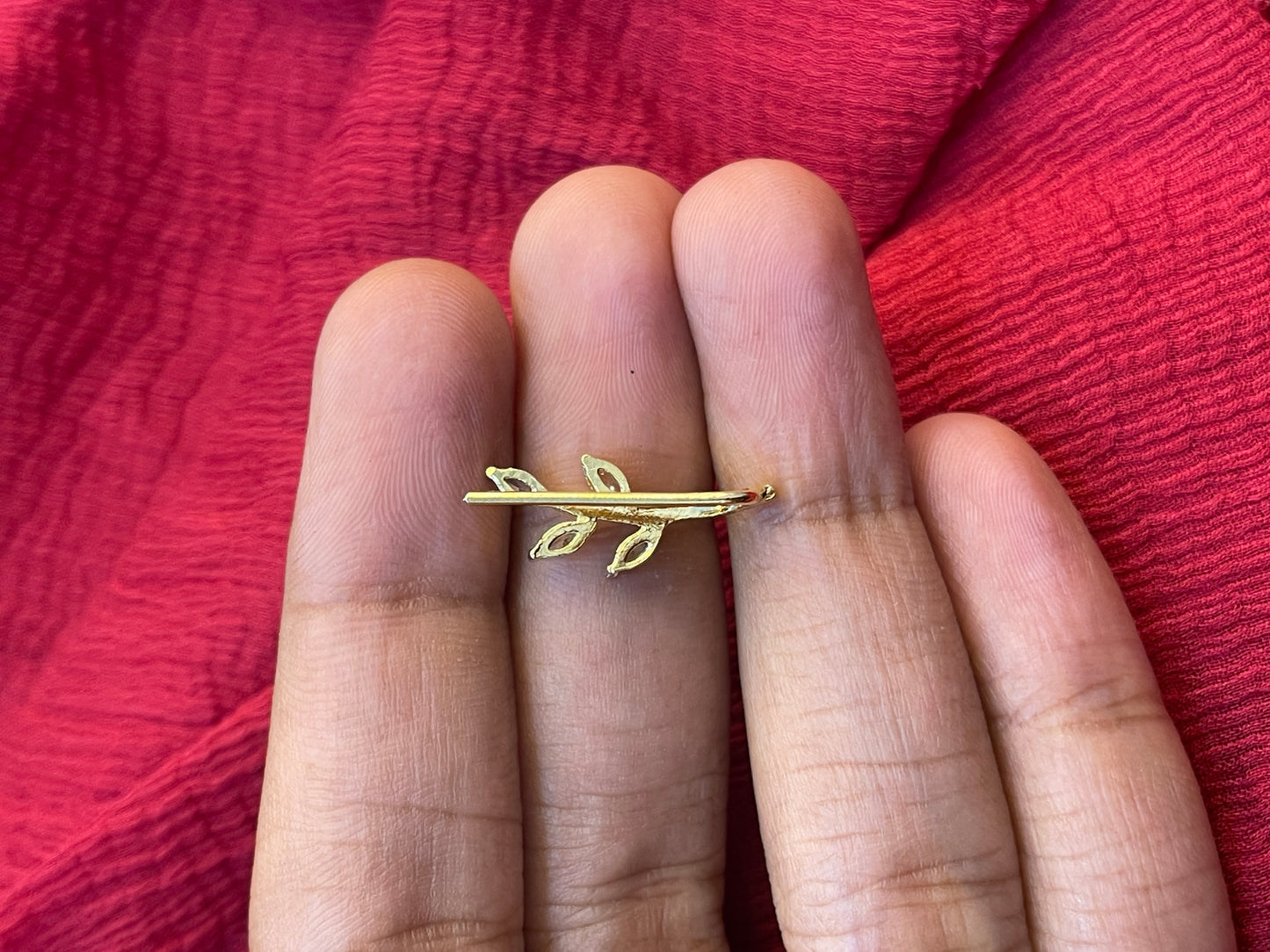 92.5 Silver Gold Plated Leaf Ear Cuffs for Women | Stylish Botanical Design | Elegant Fashion Jewellery