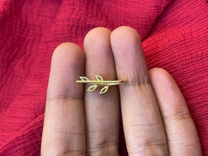 92.5 Silver Gold Plated Leaf Ear Cuffs for Women | Stylish Botanical Design | Elegant Fashion Jewellery
