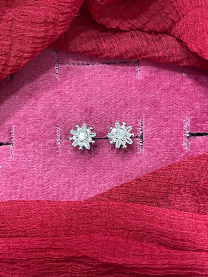 92.5 Silver Stylish Flower Studs | Elegant Floral Modern Design | Jewellery