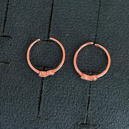 92.5 Silver Rose Gold Plated White CZ Infinity Scroll Toe Rings