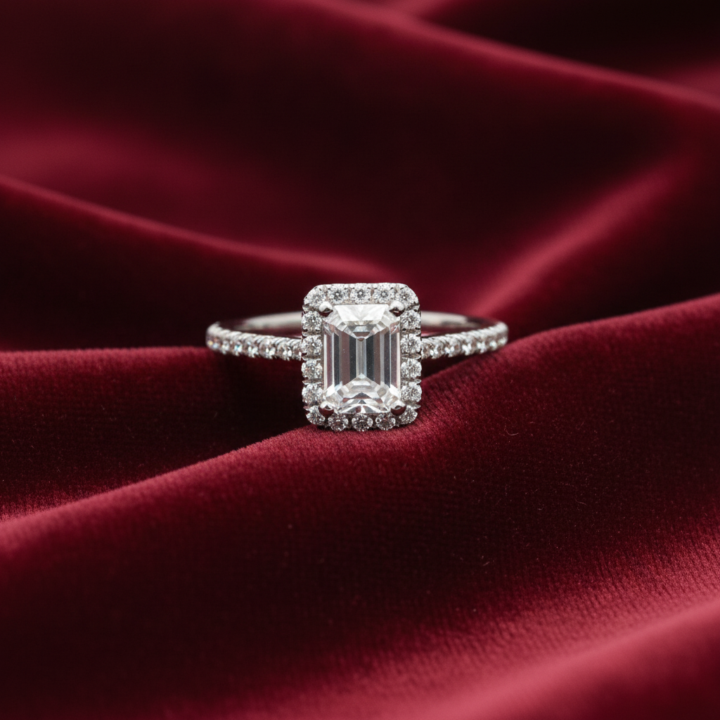 92.5 silver stylish square solitaire ring