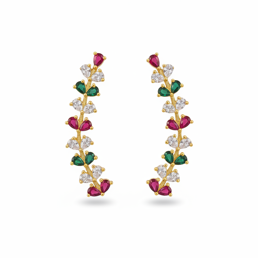 92.5 silver gold plated multicolor earcuffs