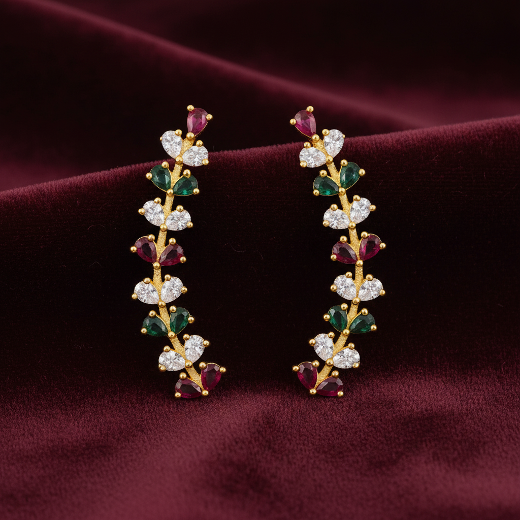 92.5 silver gold plated multicolor earcuffs
