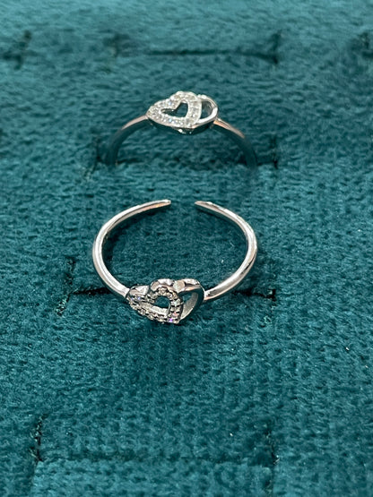 92.5 Sterling Silver Heart Toe Rings for Women | Romantic Elegant Design