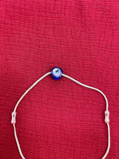 92.5 Silver Evil Eye & Pearl Adjustable Bracelet for Women | Freshwater Pearl Design