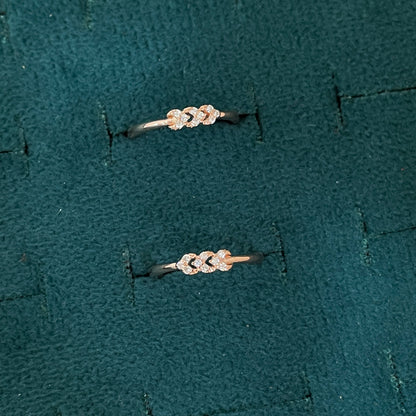92.5 Silver Rose Gold Plated White CZ Chevron Toe Rings