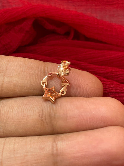 92.5 Silver Rose Gold Plated Star Earrings for Women | Elegant Celestial Design | Stylish Fashion Jewellery