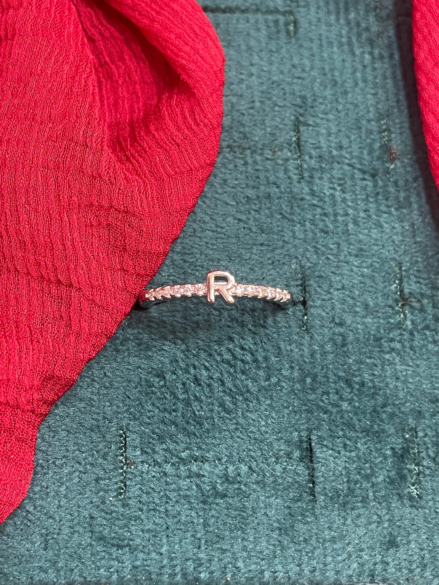 92.5 Silver R Letter Ring for Women Size 14 | Stylish Initial Design | Elegant Personalised Jewellery