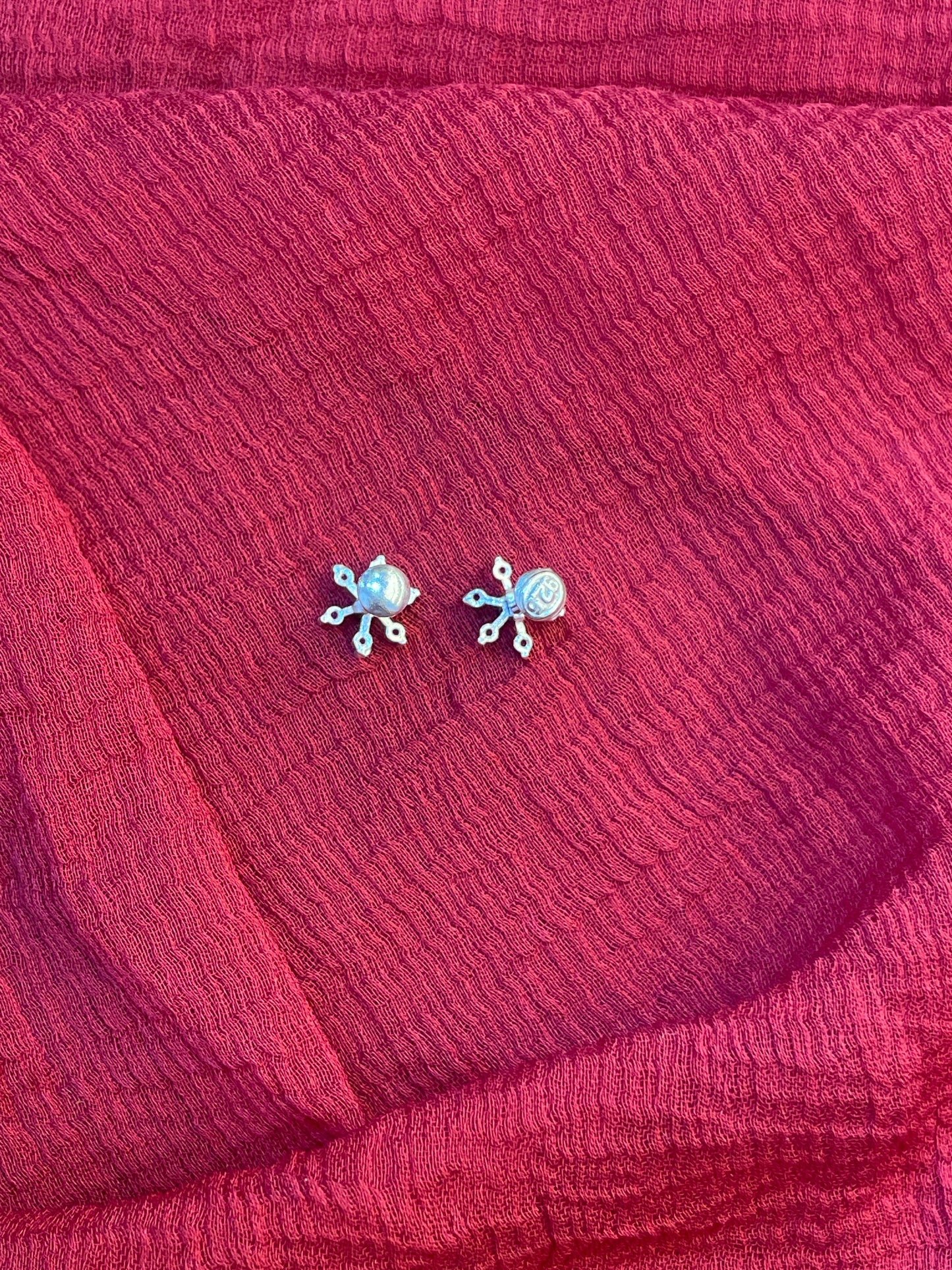 92.5 Silver Pink & Green Stone Second Studs / Nose Pin (Single Piece) | Elegant Dual Tone Design | Jewellery