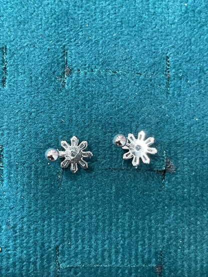 925 Silver Starburst Stud Earrings | CZ Sparkle Daily Wear Earrings with Ball Screw Back