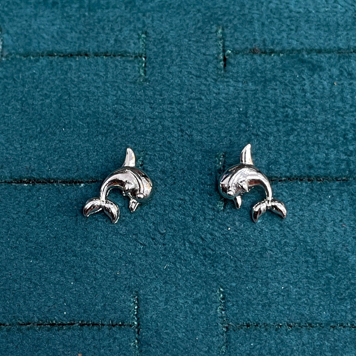 92.5 Sterling Silver Jumping Dolphin Stud Earrings for Women pair