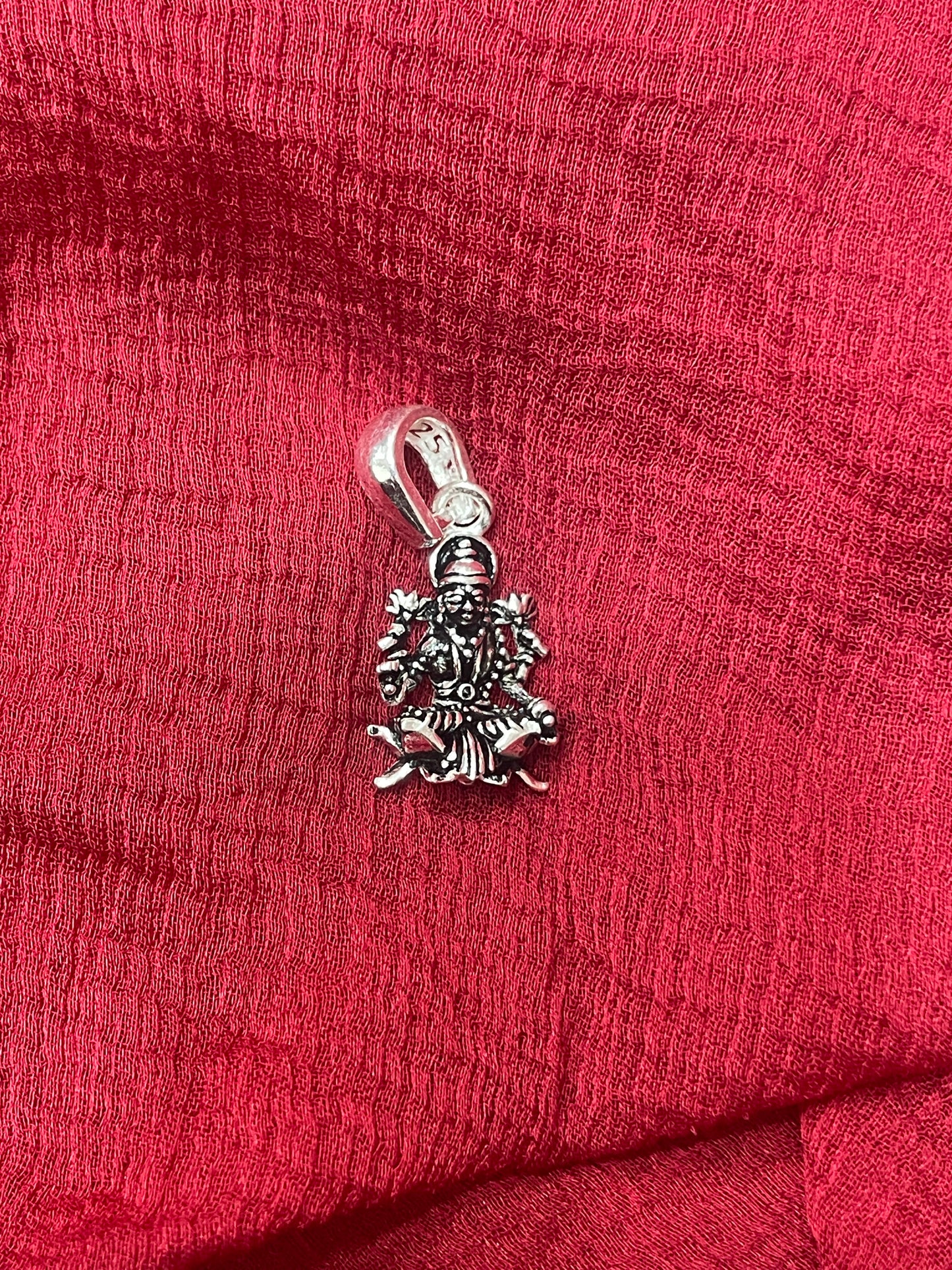 92.5 Silver Oxidised Lakshmi Devi Design Pendant for Women – Antique Temple Style