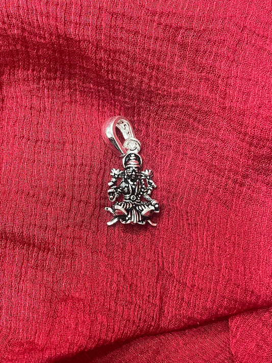 92.5 Silver Oxidised Lakshmi Devi Design Pendant for Women – Antique Temple Style