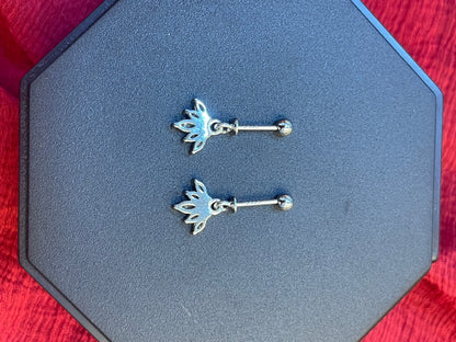 92.5 Silver Hanging Five Leaf Bugadi Pair for Women | Floral Helix Earrings | Elegant Daily Wear