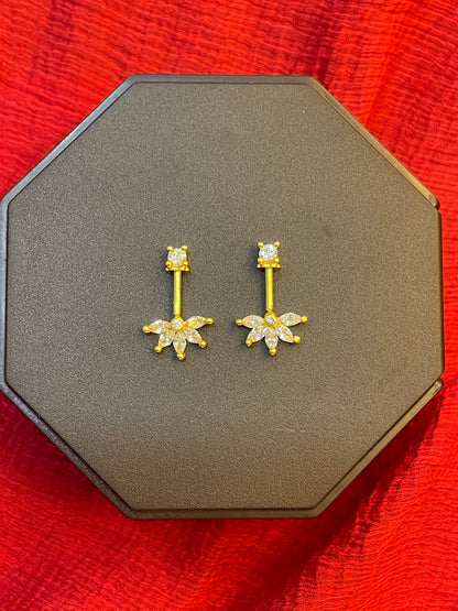 92.5 Silver Gold Plated Flower Bugadi - Pair