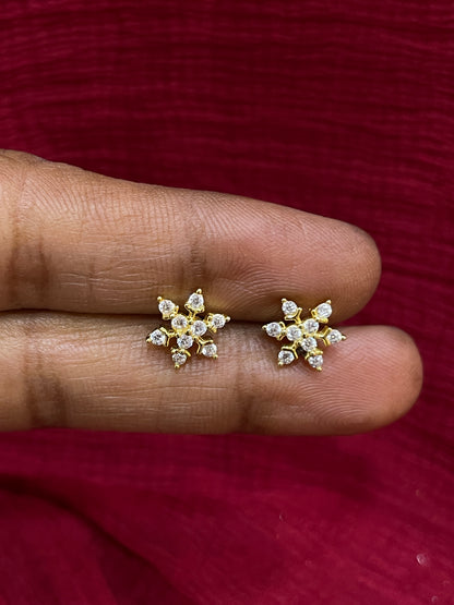92.5 Silver Gold Plated Flower Earrings | Elegant Classic Design | Jewellery