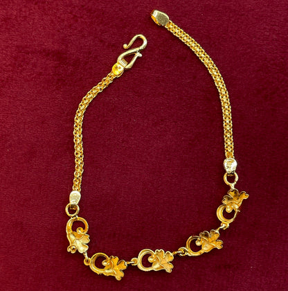 92.5 Silver Gold Plated Enamel Floral Bracelet for Women