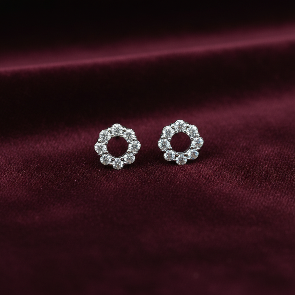 92.5 Silver Round Stud Earrings | Classy Everyday Design | Jewellery and elegant