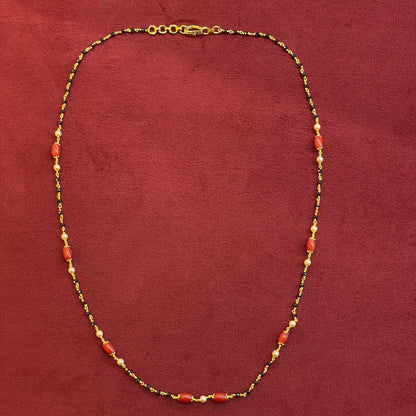92.5 Silver Gold Plated Black Bead Coral Pearl Necklace for Women