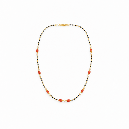 92.5 Silver Gold Plated Black Bead Coral Pearl Necklace for Women