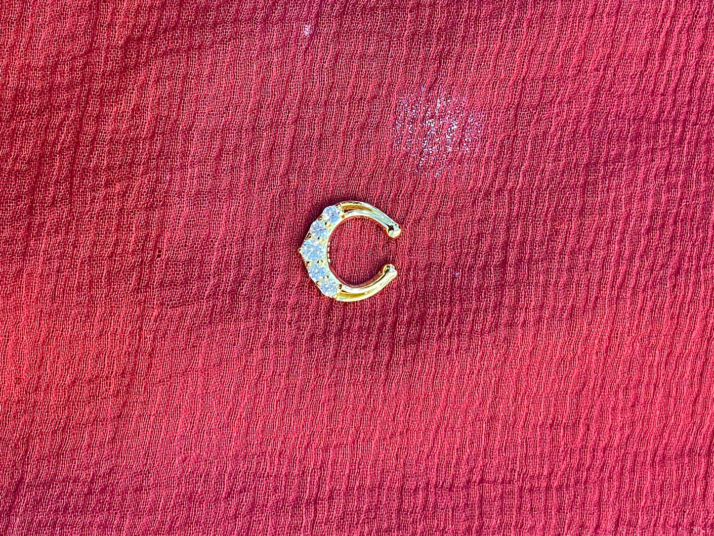 92.5 silver stylish gold plated white stone septum