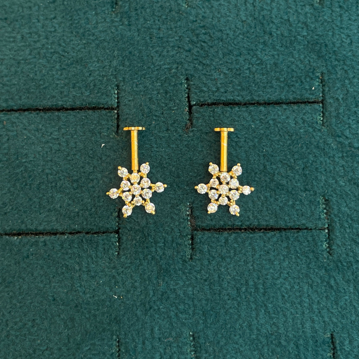 92.5 Silver Floral Piercing Bugadi Pair