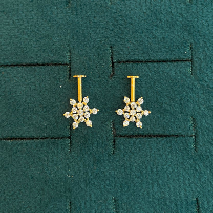 92.5 Silver Floral Piercing Bugadi Pair
