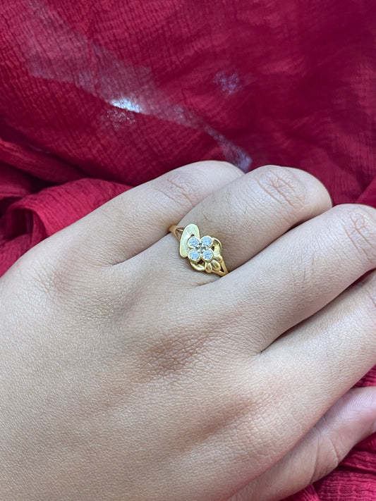 92.5 Silver Gold Plated Heart Ring for Women Size 14 | Stylish Love Design | Elegant Jewellery