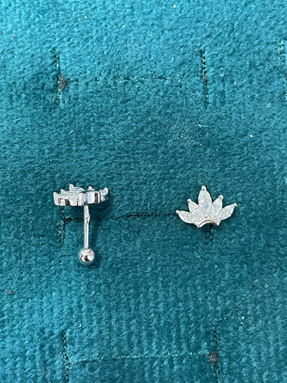 925 Silver Lotus Flower Stud Earrings | CZ Minimal Daily Wear Earrings with Ball Screw Back